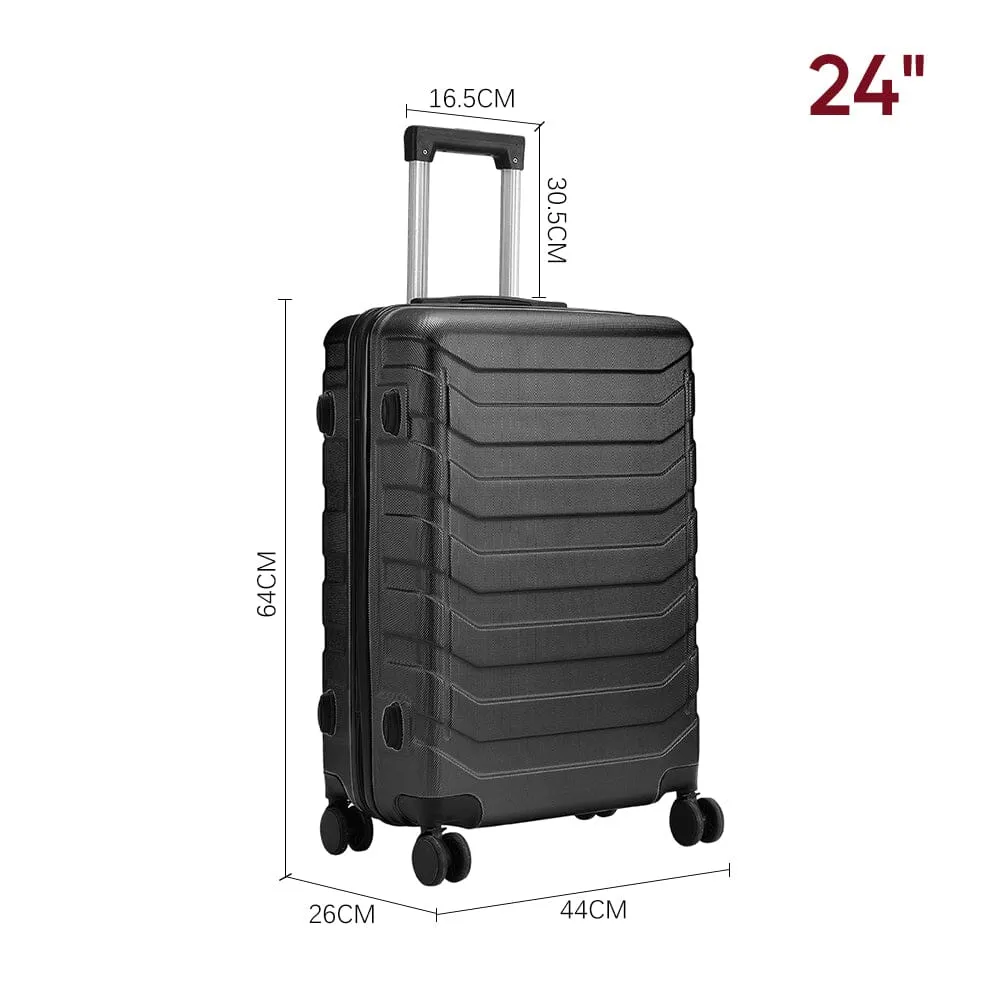 24 Inch Black/Blue/Grey Rolling Hardshell Luggage Travel Suitcase