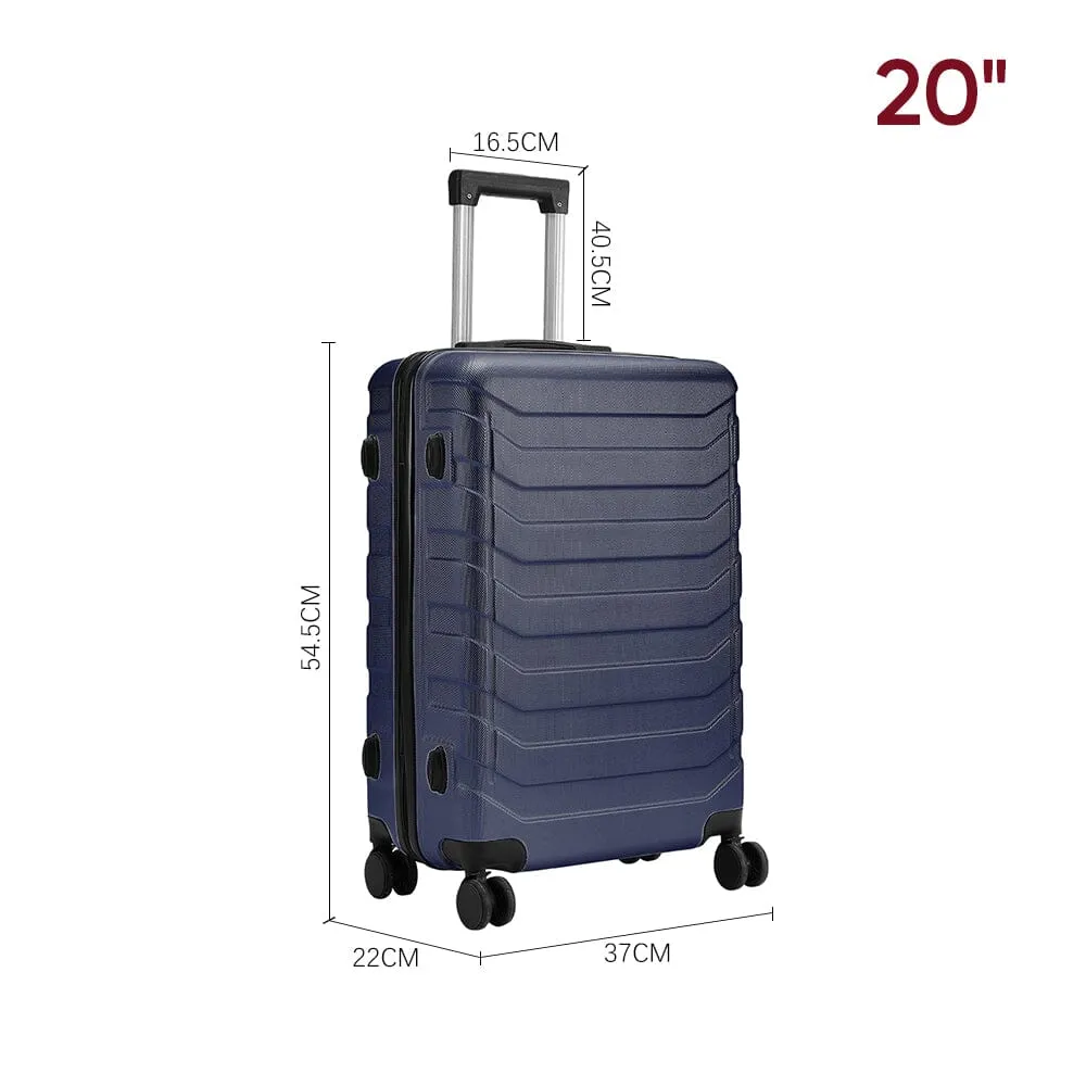 24 Inch Black/Blue/Grey Rolling Hardshell Luggage Travel Suitcase