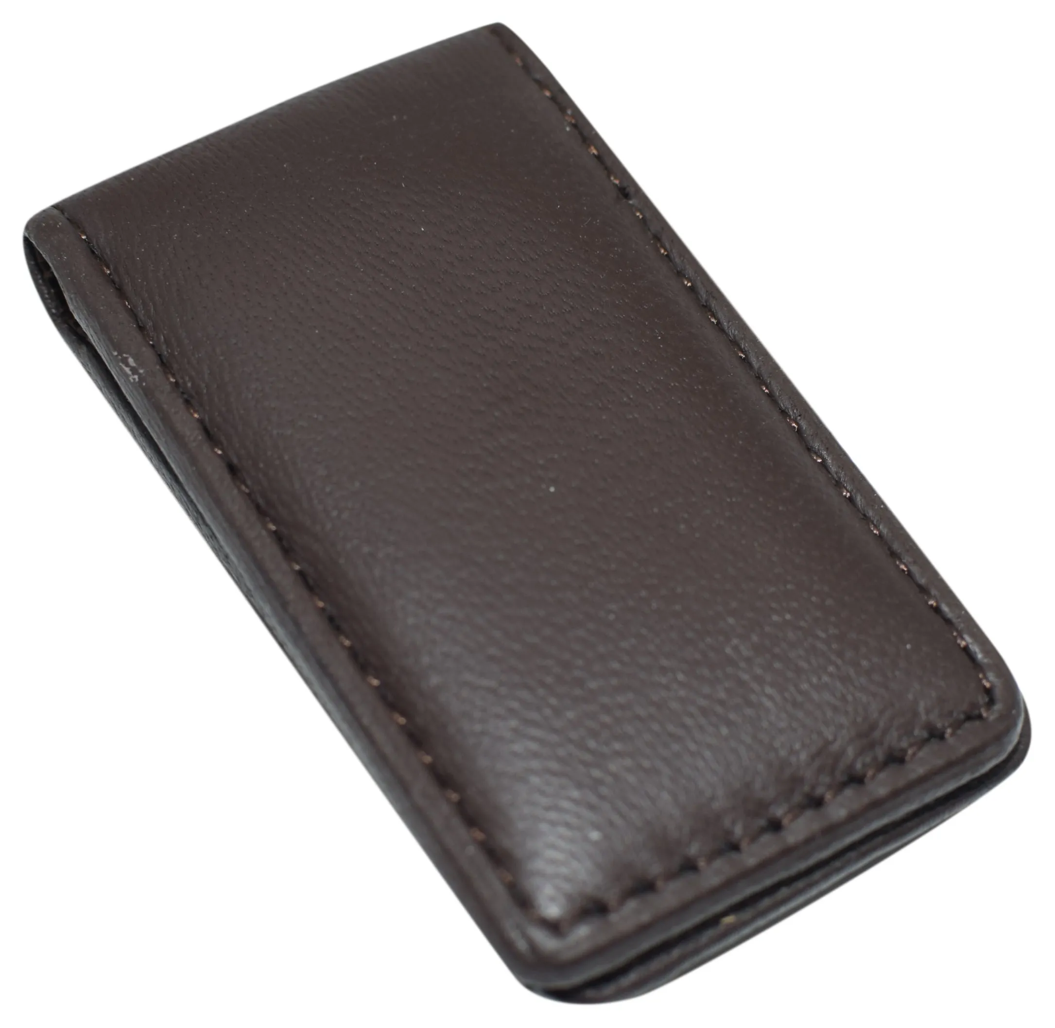 812CFQ Genuine Leather Slim Magnetic Money Clip Money Bill Holder for Men