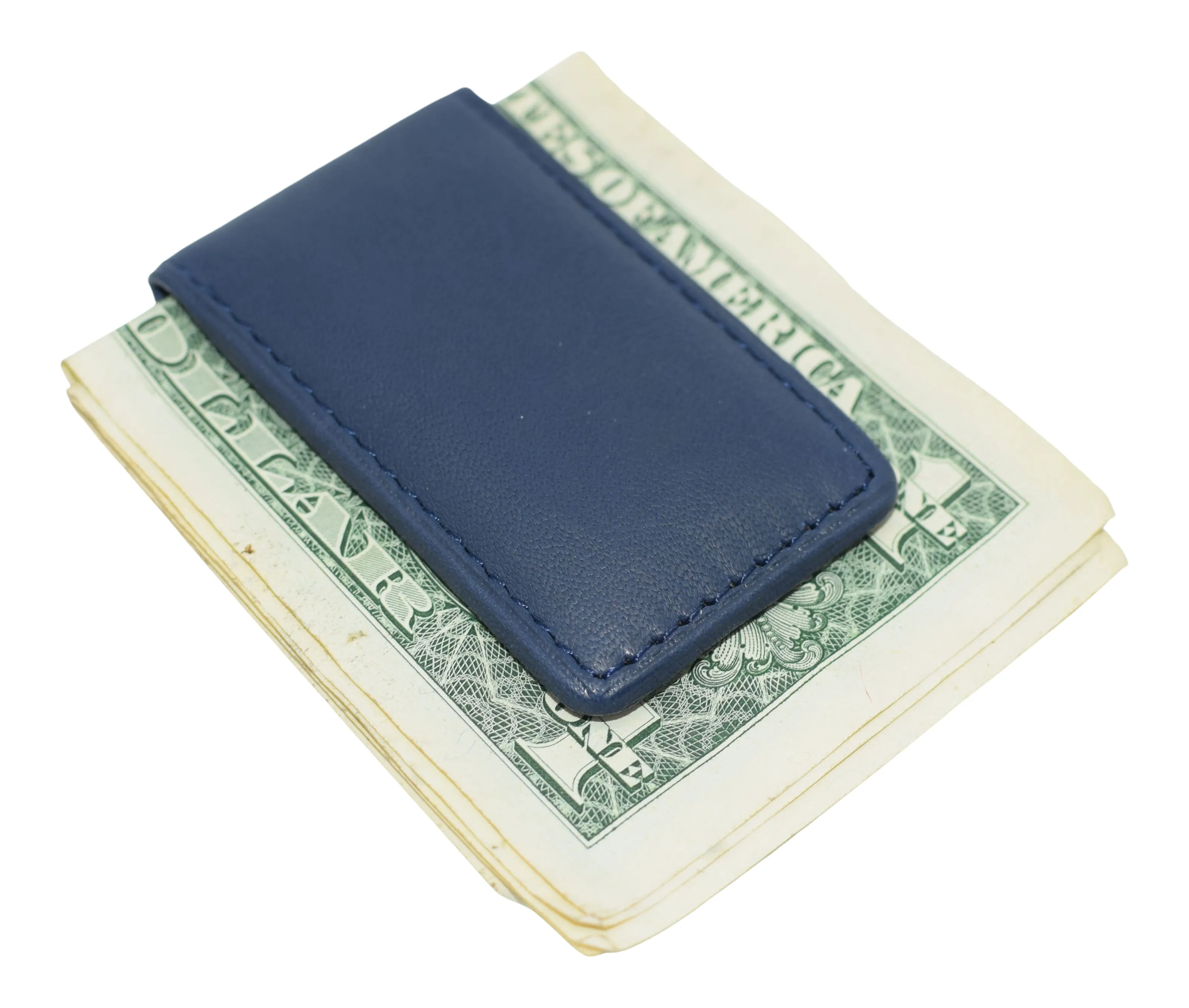 812CFQ Genuine Leather Slim Magnetic Money Clip Money Bill Holder for Men