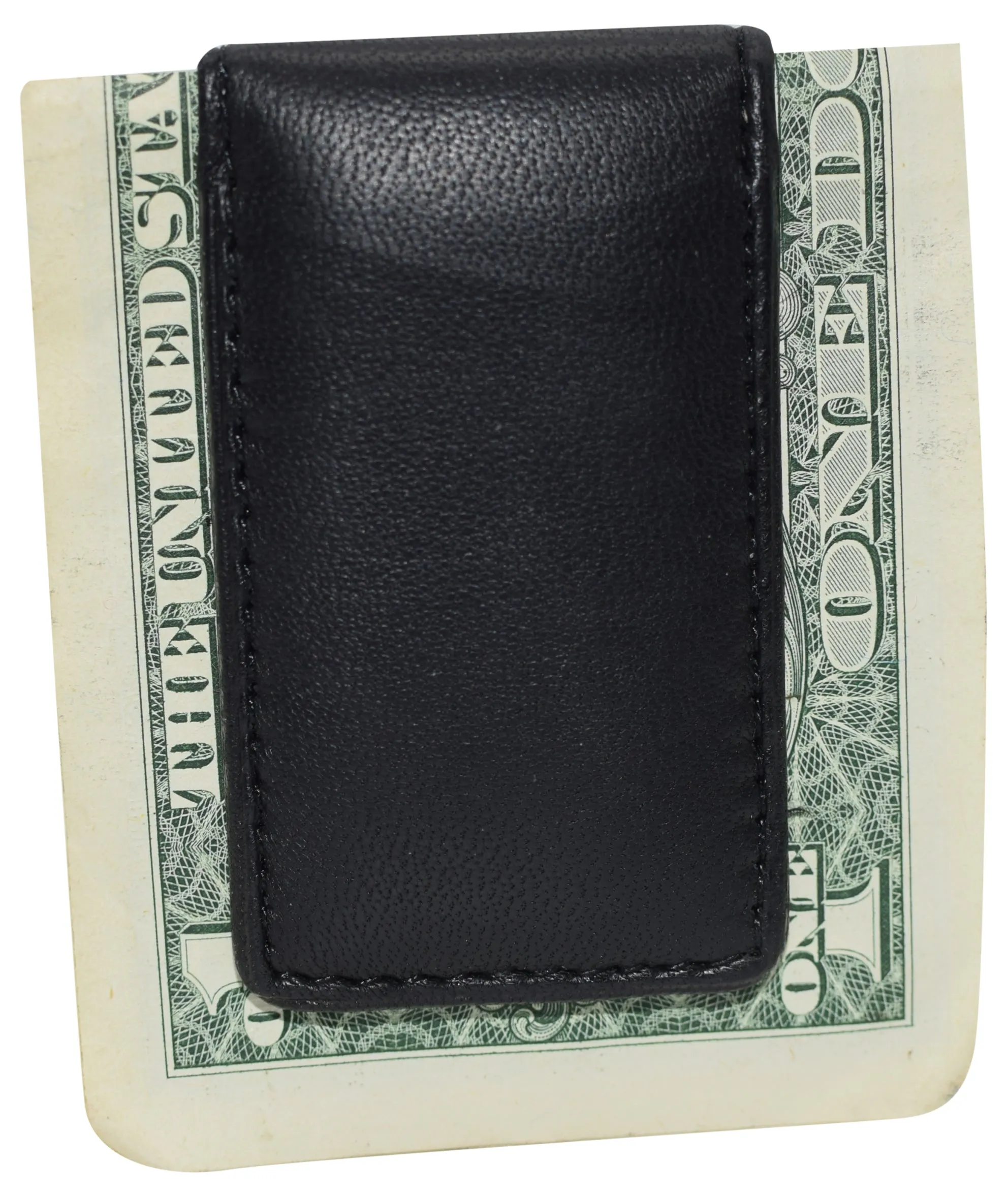 812CFQ Genuine Leather Slim Magnetic Money Clip Money Bill Holder for Men