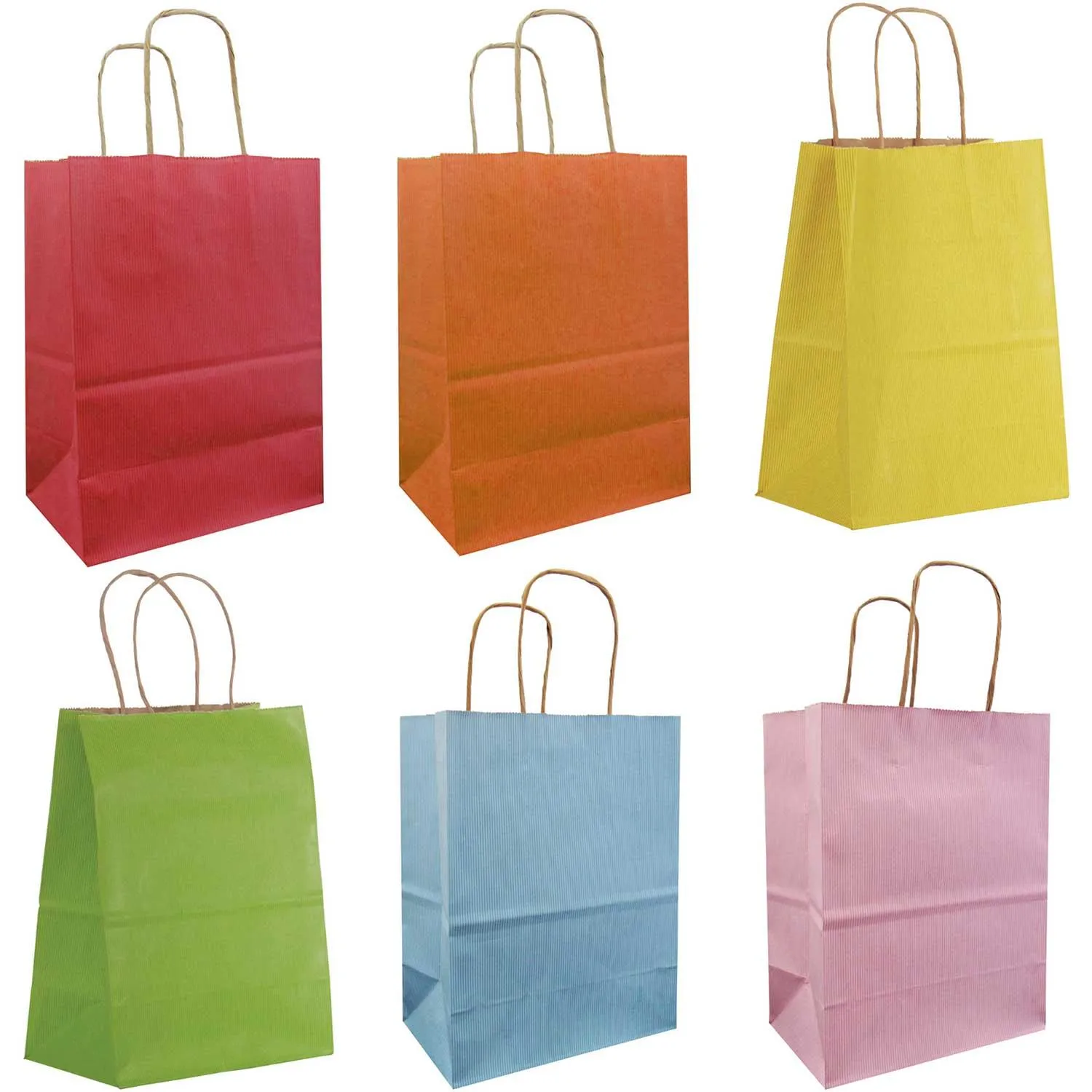 All Occasion Light Rainbow Kraft Solid Totes (12 Pack) by Present Paper