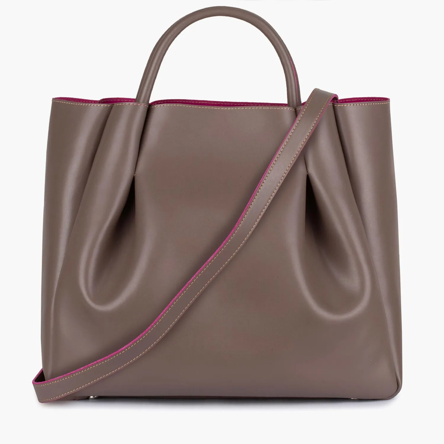 Amalfi Large Leather Tote Bag - Taupe