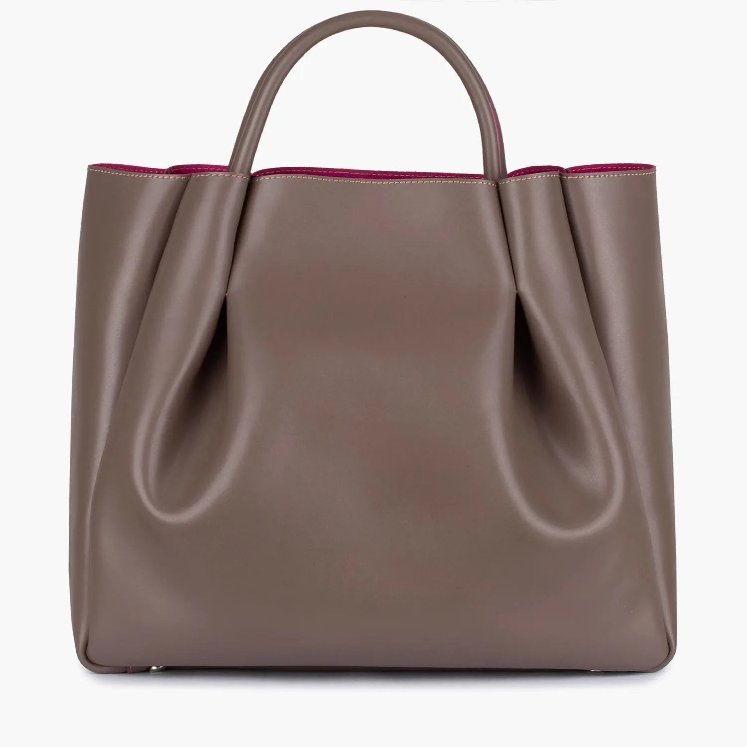 Amalfi Large Leather Tote Bag - Taupe