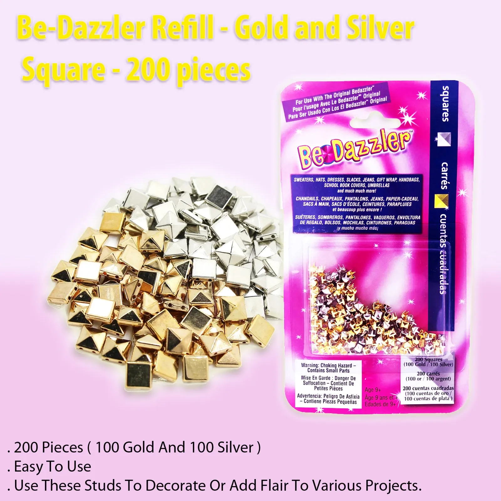 Be-Dazzler Refill - Gold and Silver - Square - 400 pieces