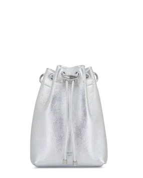 Bon Bon Mini Metallic Bucket Bag in Silver