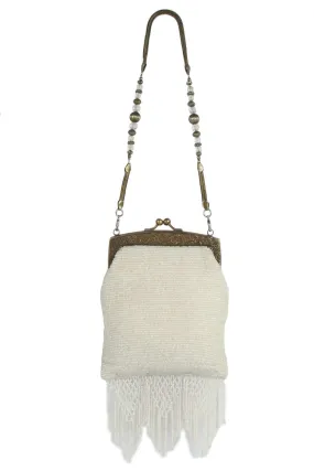 Brianna Whole White Beaded Brass Frame Wedding Handbag