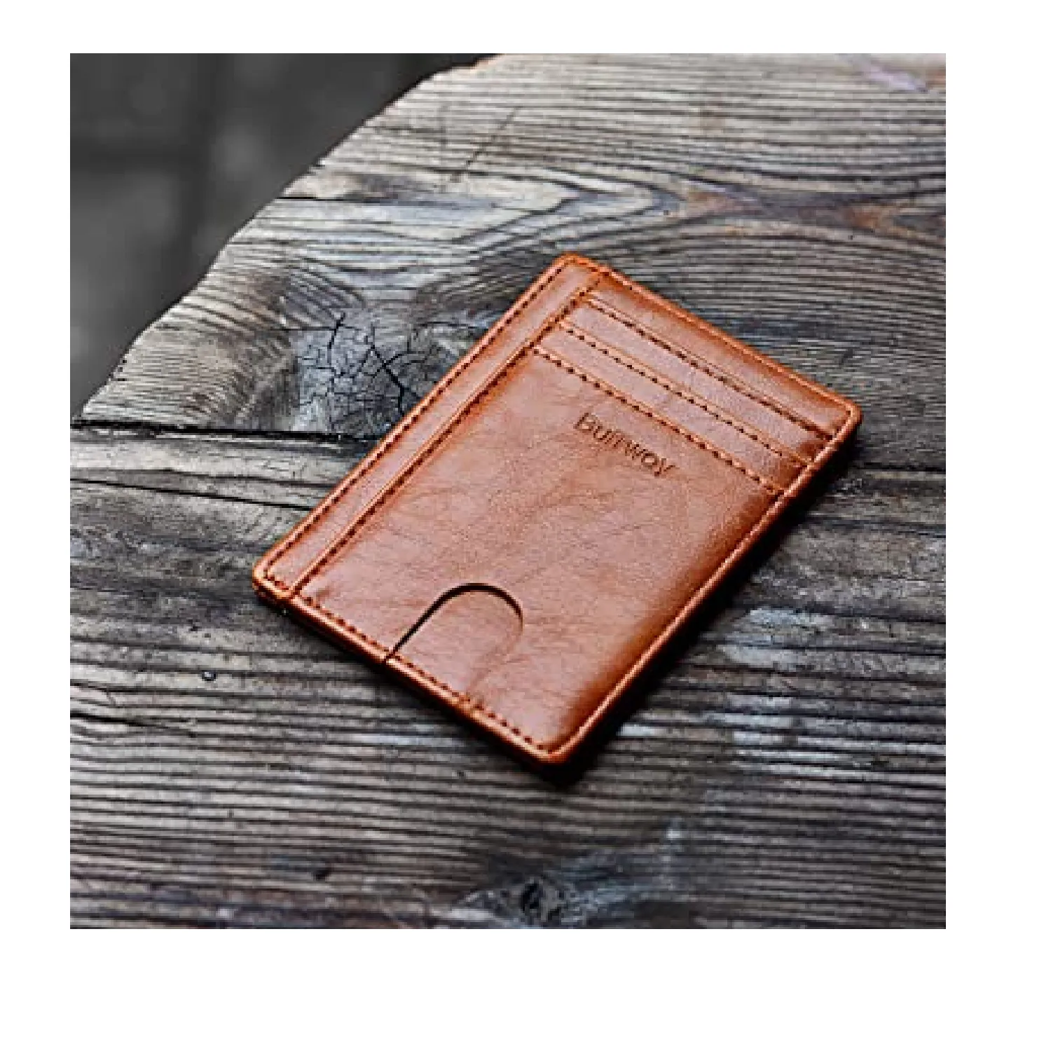 Buffway Slim Minimalist Front Pocket RFID Blocking Leather Wallets