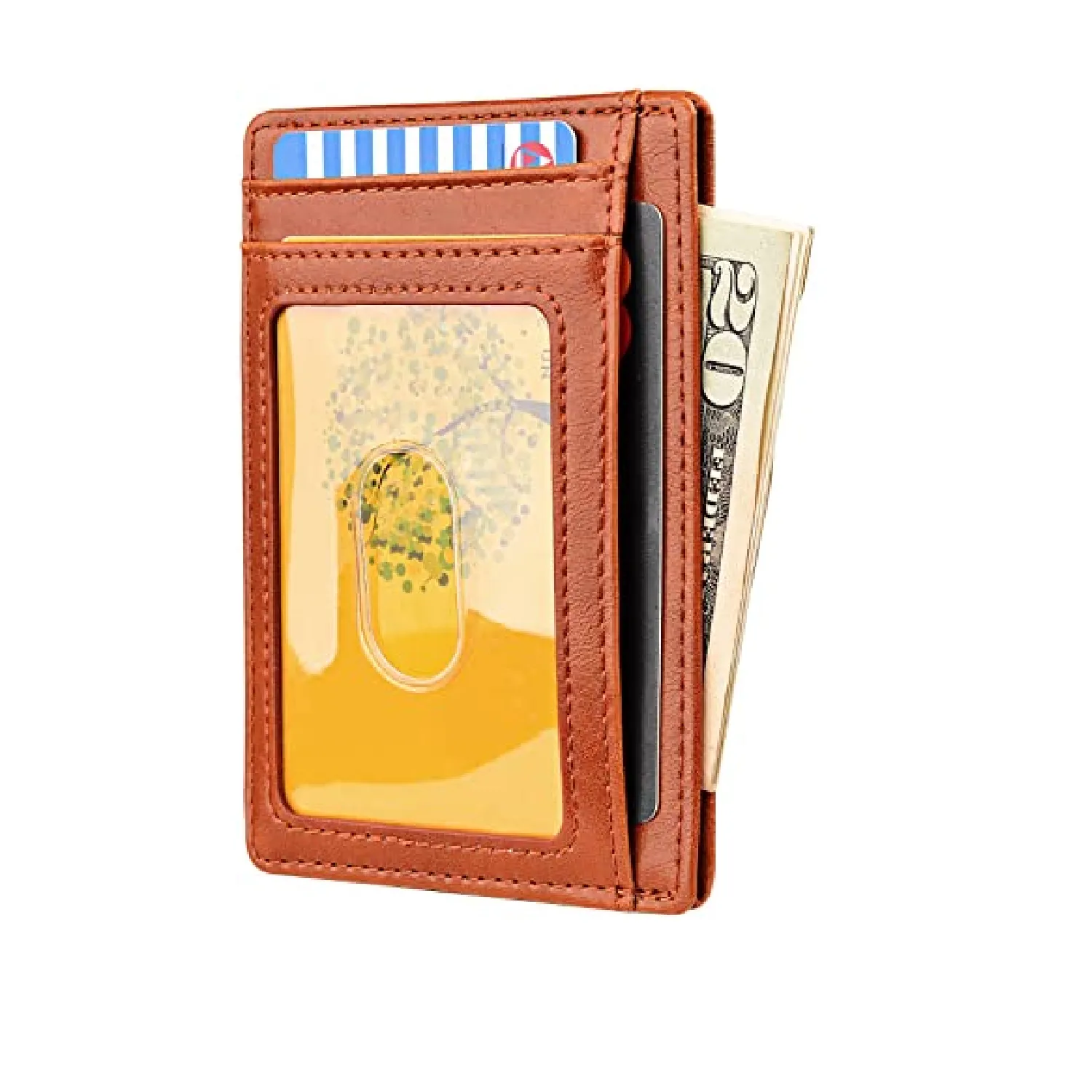 Buffway Slim Minimalist Front Pocket RFID Blocking Leather Wallets