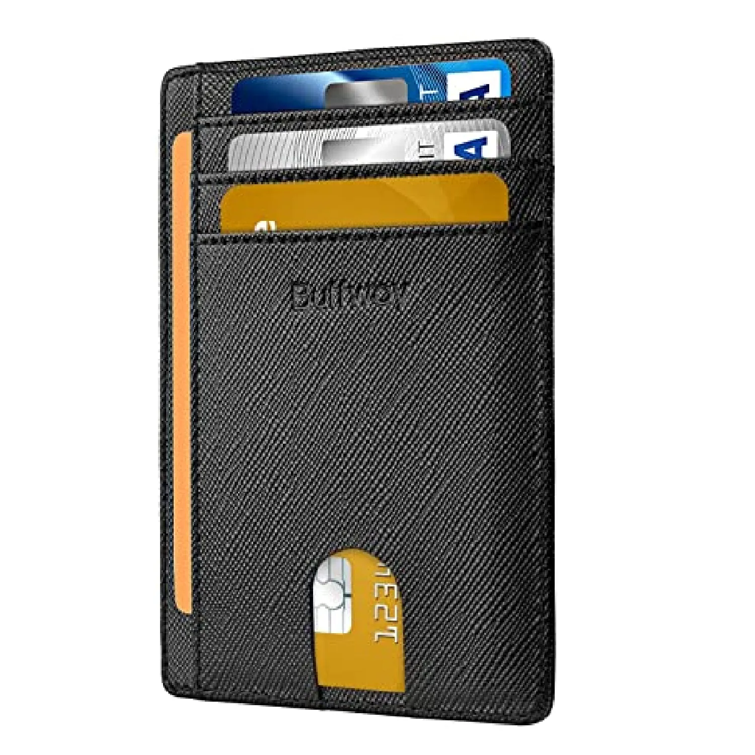 Buffway Slim Minimalist Front Pocket RFID Blocking Leather Wallets