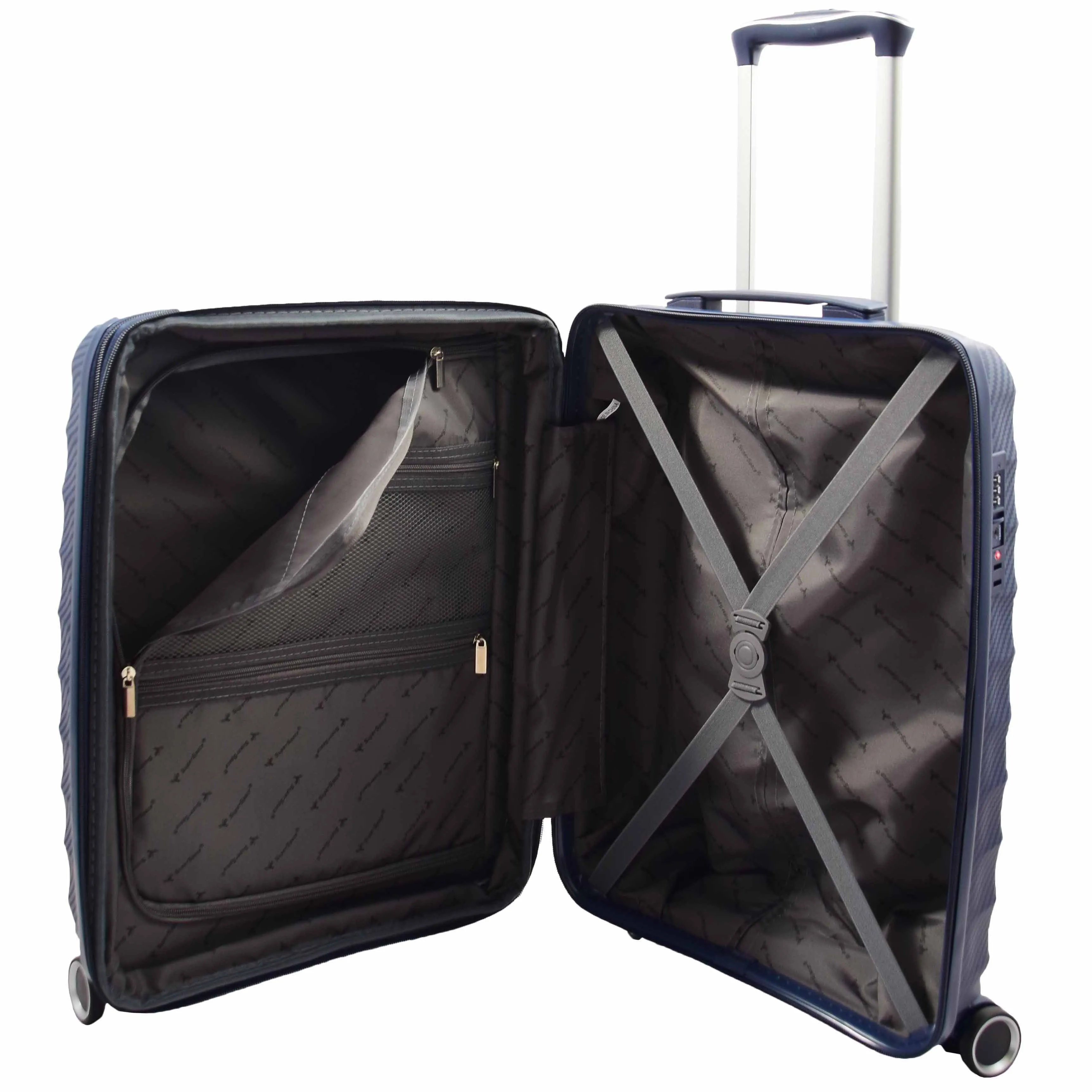 Cabin Size 8 Wheeled Expandable ABS Luggage Pluto Navy