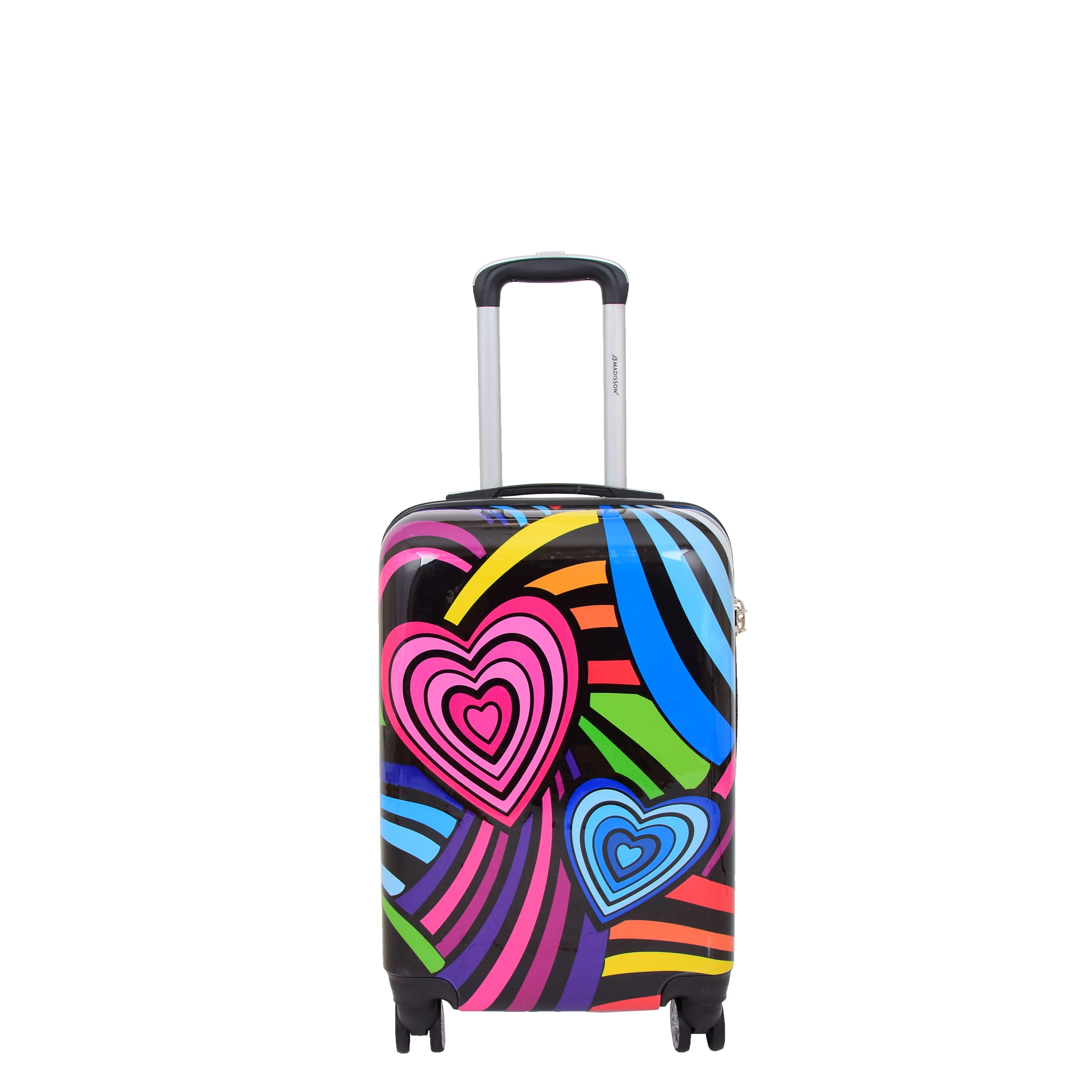 Cabin Size Suitcase Multicolour Hearts Travel Bag 4 wheel Hand Luggage A20S