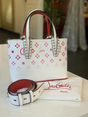 Christian Louboutin White Red Mini Cabata Loubinthesky Leather Tote