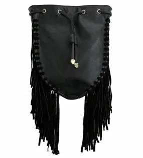 CODIE BLACK FRINGE HOBO BAG