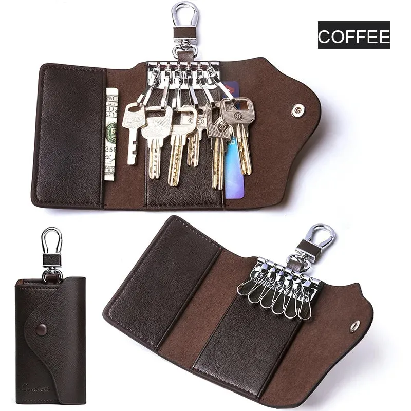 Contacts Genuine Leather Car Key Case Card ID Holder Wallet 1004H