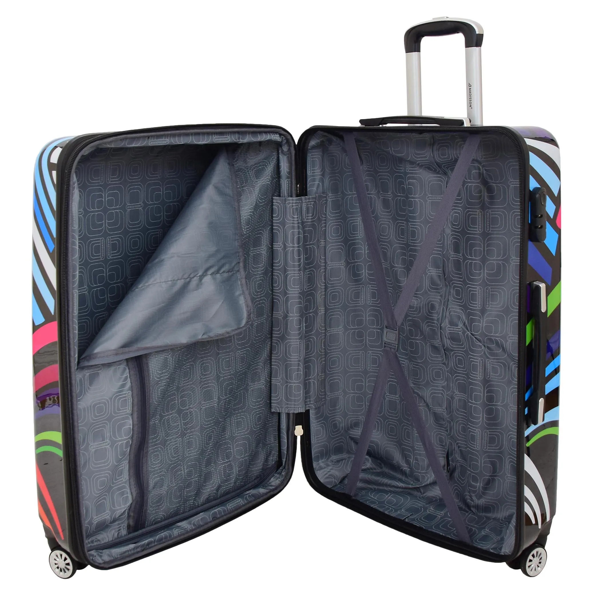 Expandable Hard Shell Multicolour Hearts 4 Wheel Luggage Suitcase