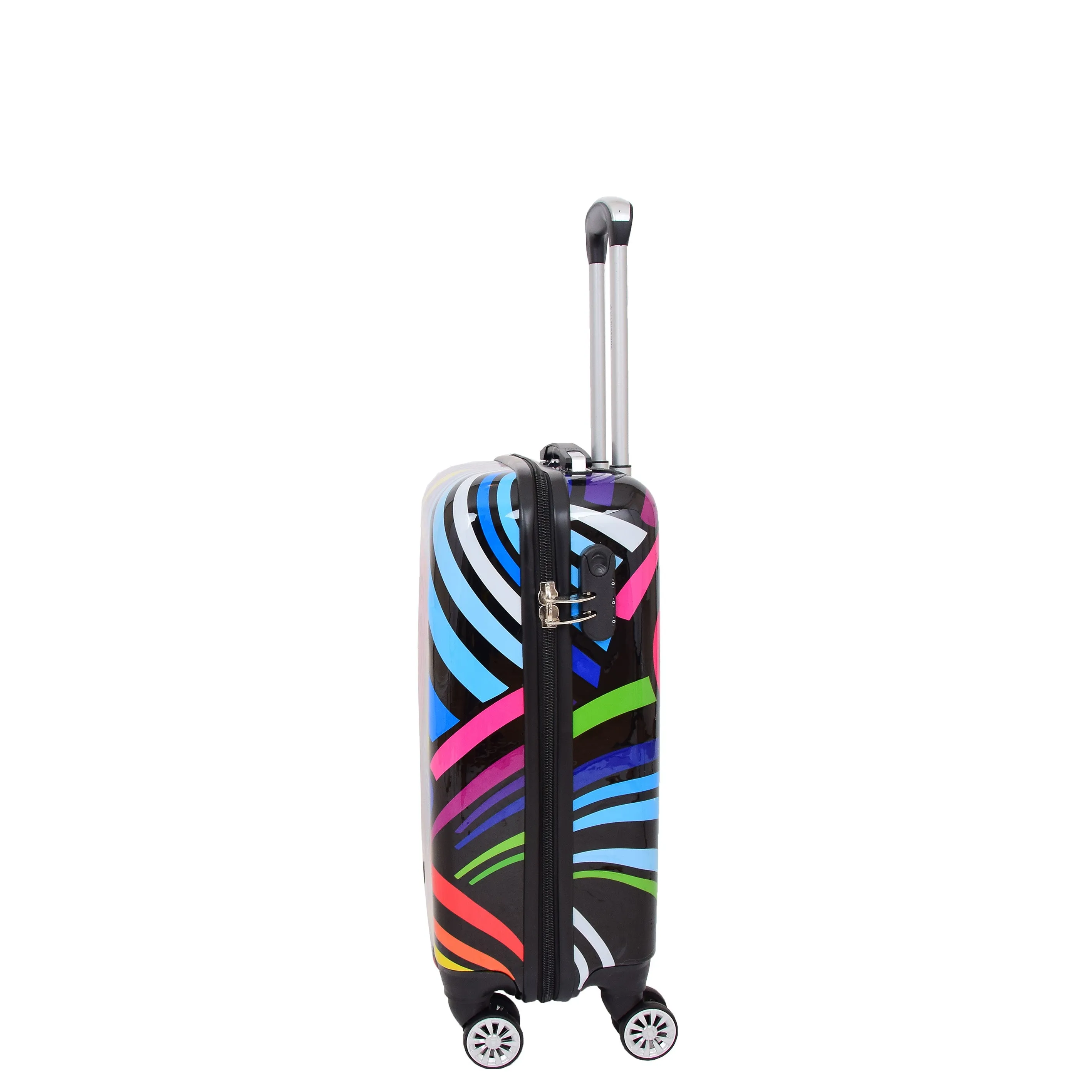 Expandable Hard Shell Multicolour Hearts 4 Wheel Luggage Suitcase