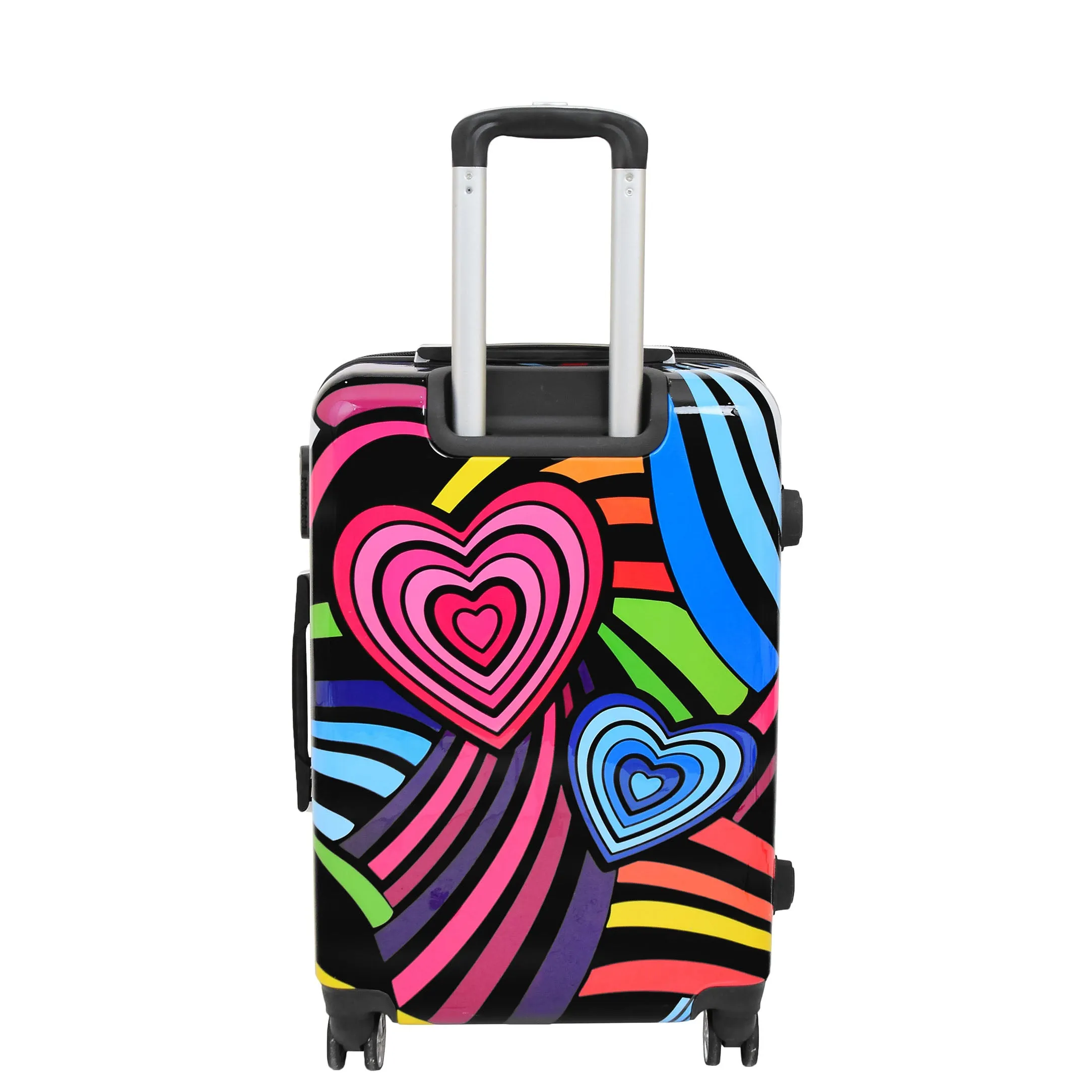 Expandable Hard Shell Multicolour Hearts 4 Wheel Luggage Suitcase