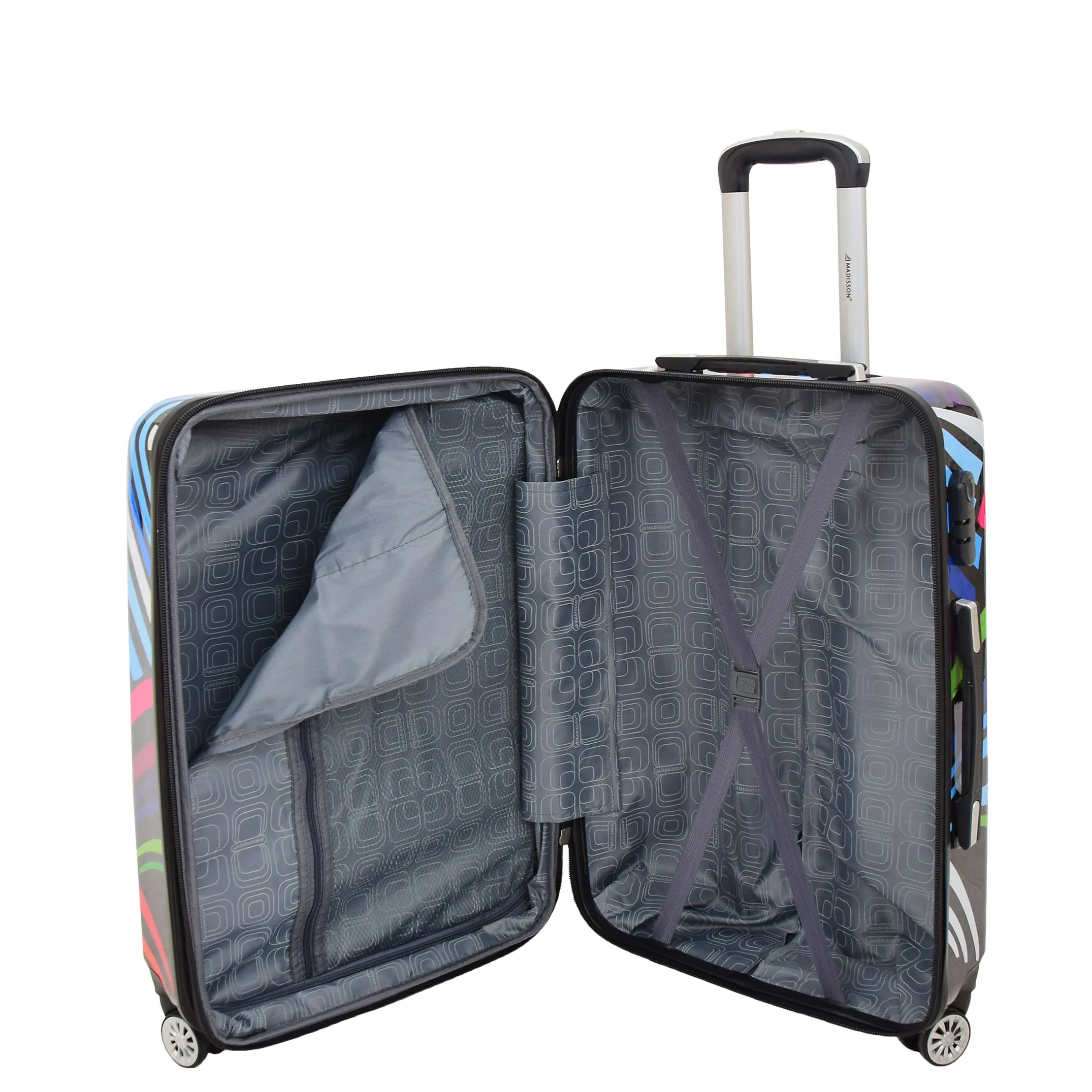 Expandable Hard Shell Multicolour Hearts 4 Wheel Luggage Suitcase