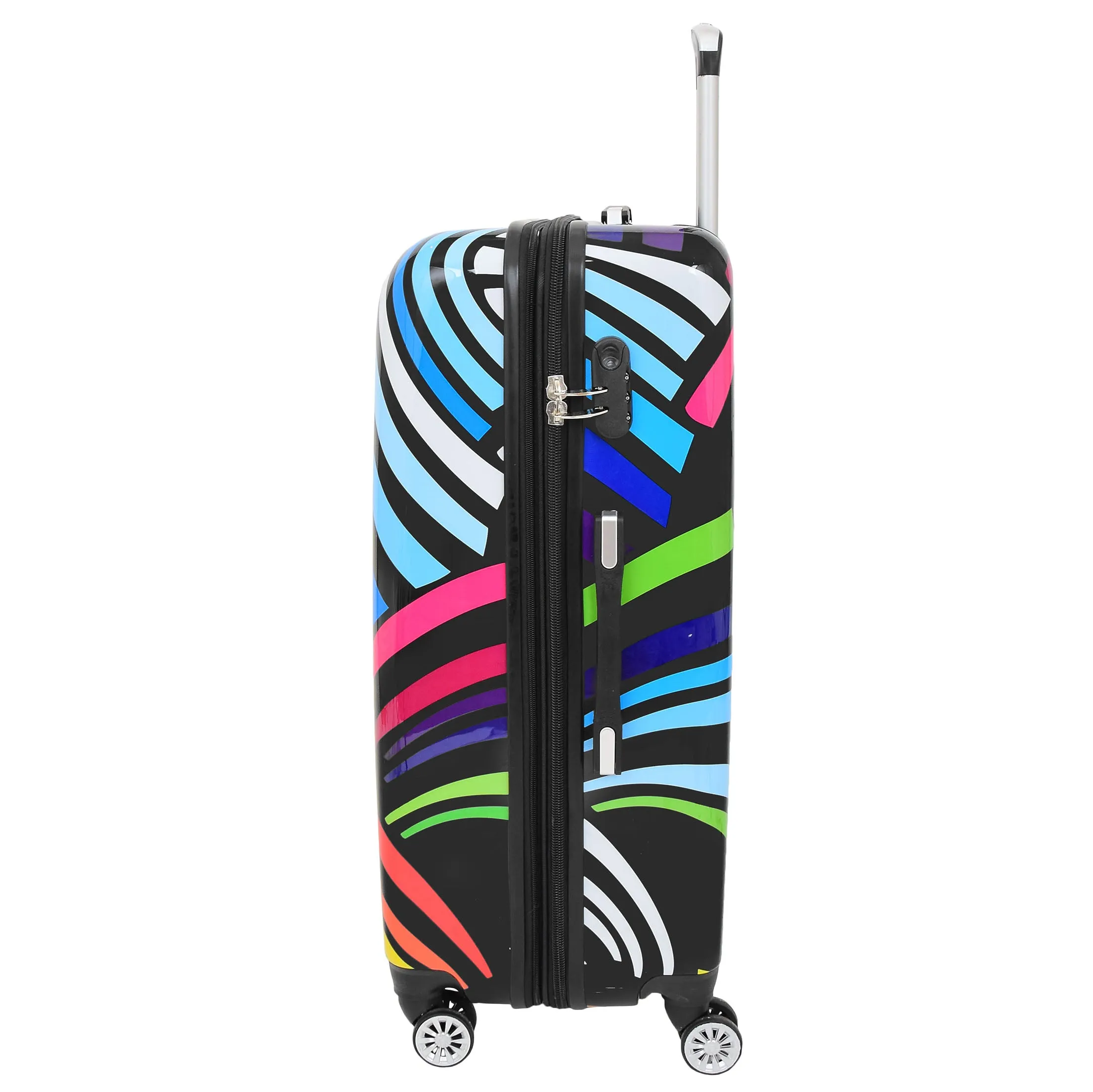 Expandable Hard Shell Multicolour Hearts 4 Wheel Luggage Suitcase