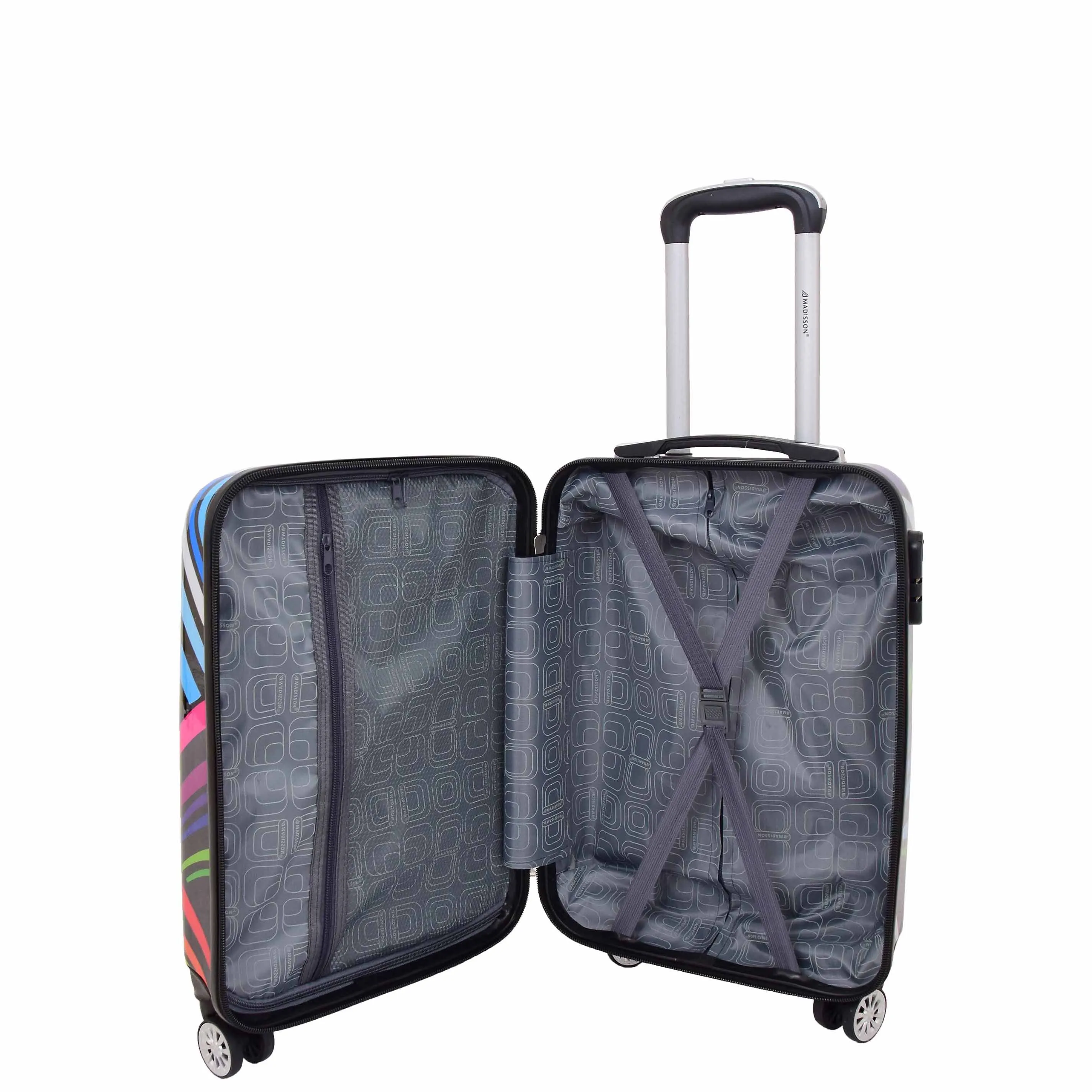 Expandable Hard Shell Multicolour Hearts 4 Wheel Luggage Suitcase