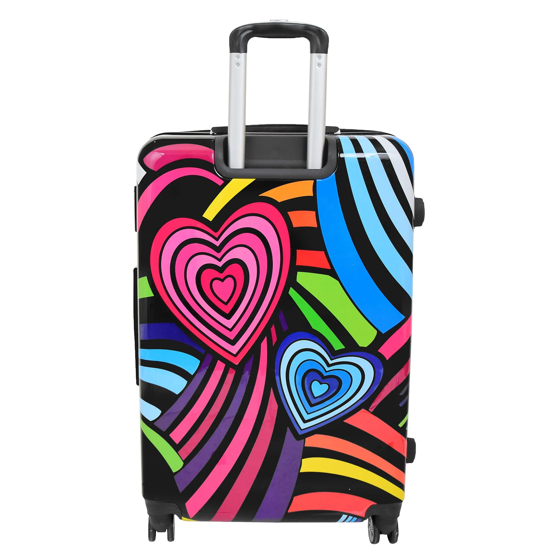 Expandable Hard Shell Multicolour Hearts 4 Wheel Luggage Suitcase