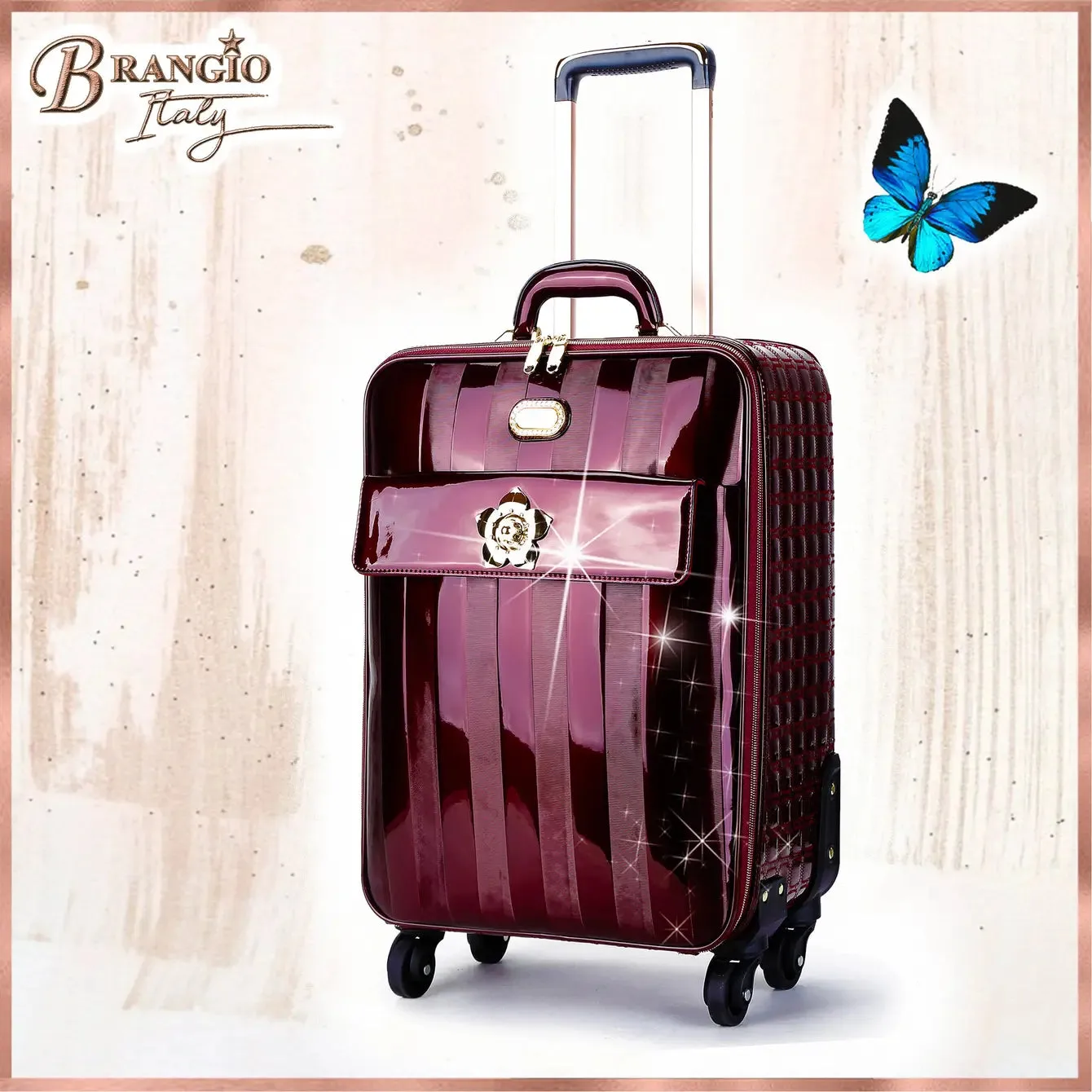 Floral Accent Light Weight Spinner Luggage