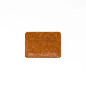 Floral Tan Men's Slim Leather Wallet