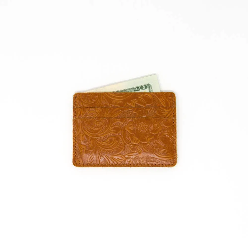 Floral Tan Men's Slim Leather Wallet