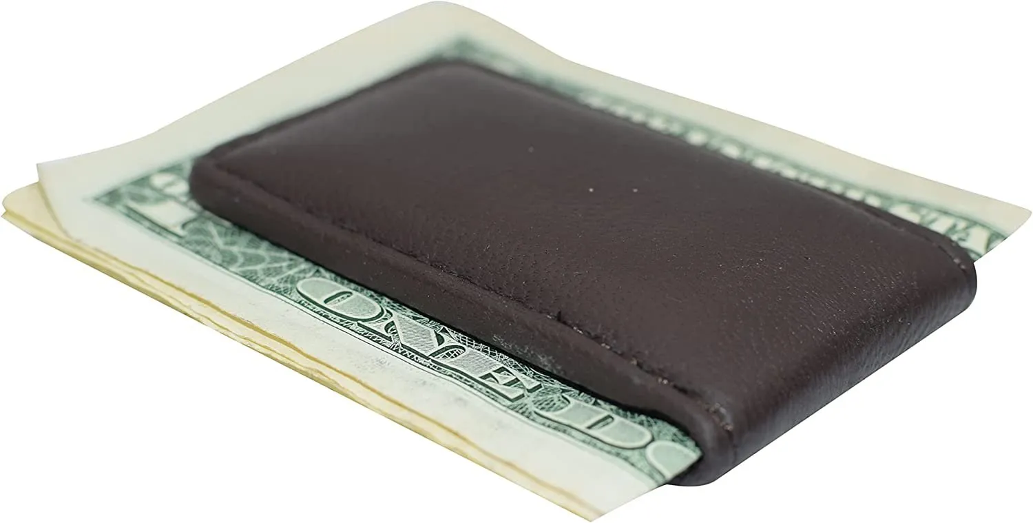 Genuine Leather Slim Magnetic Money Clip Money Bill Holder for Men