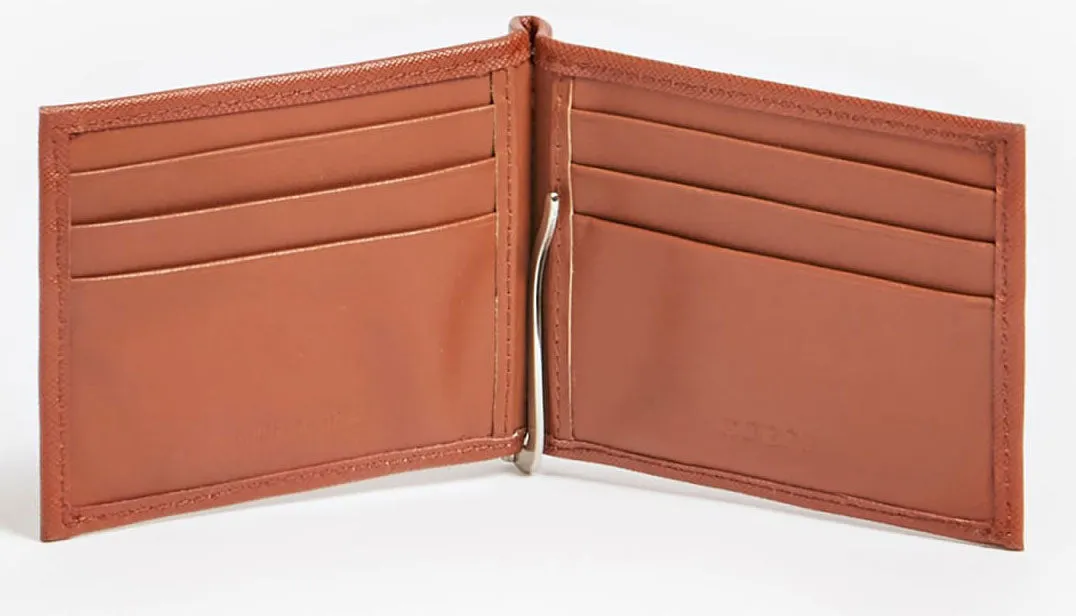 Guess Certosa Money clip Wallet In Cognac For Men