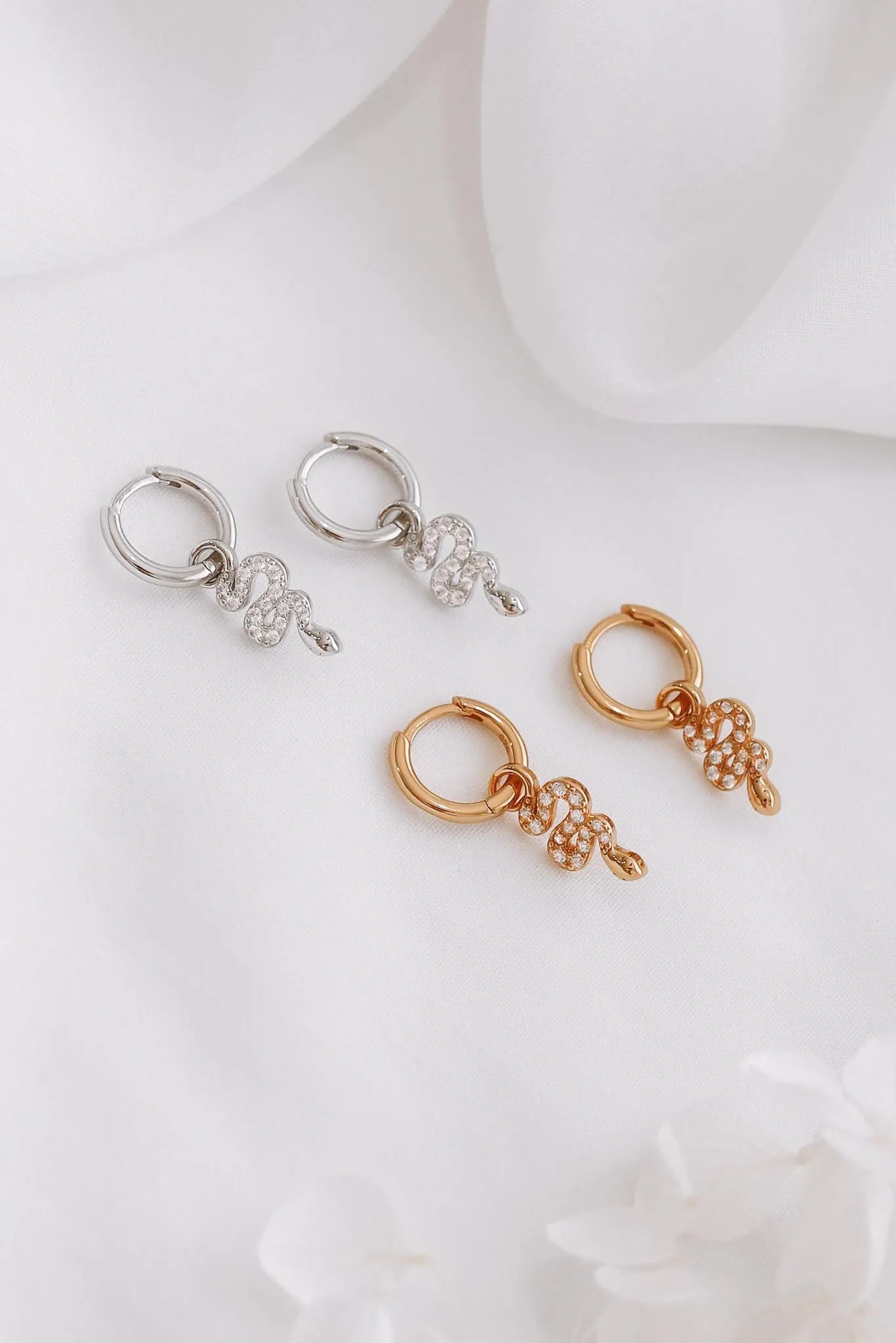 Kai - Sterling Silver Snake Hoop Earrings