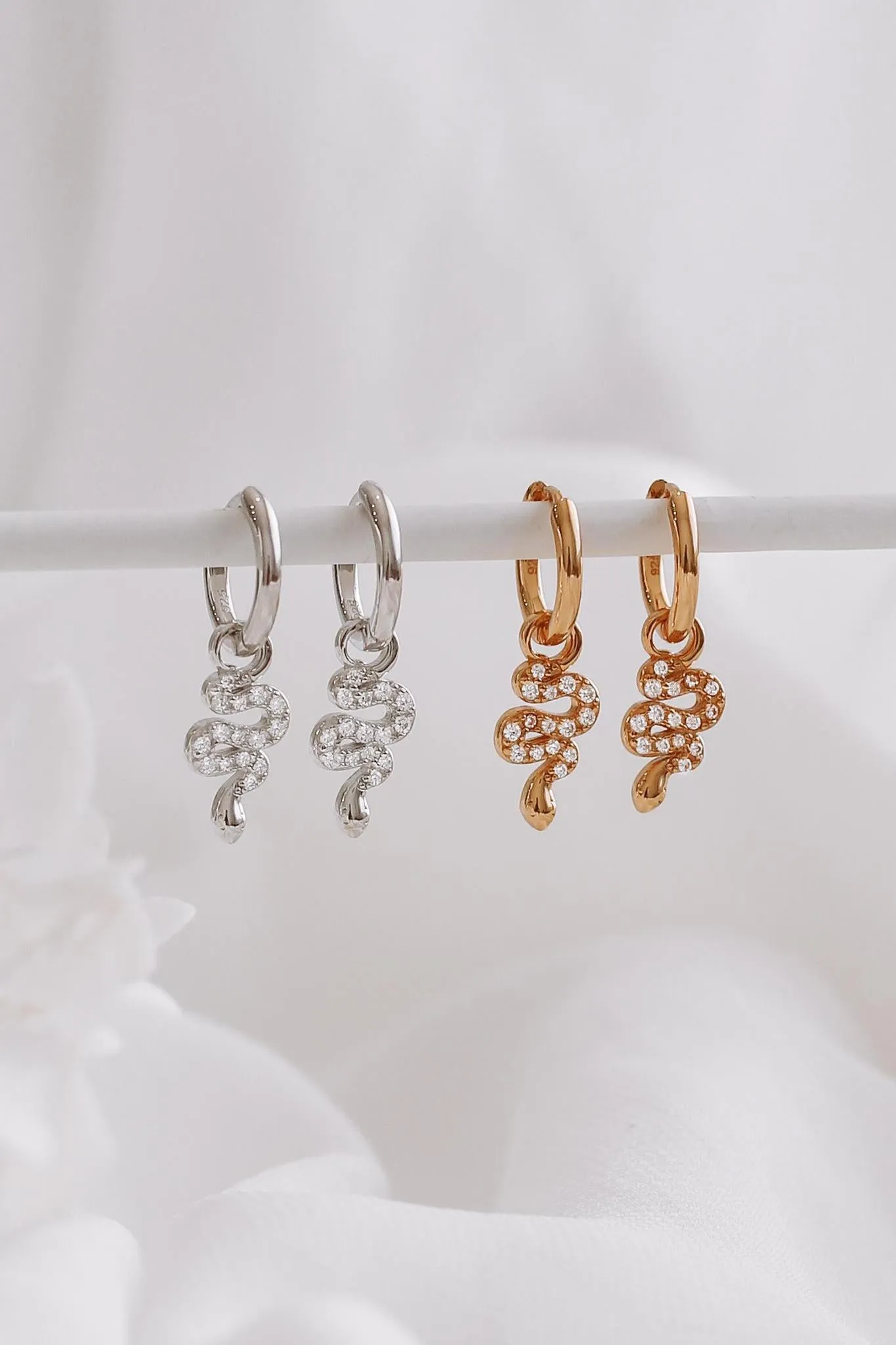 Kai - Sterling Silver Snake Hoop Earrings