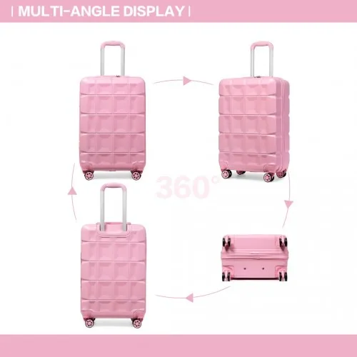 Kono 20 Inch Lightweight Hard Shell ABS Luggage Cabin Suitcase With TSA Lock - Pink | Durable Travel Companion with 360° Swivel Wheels