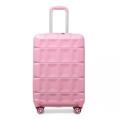 Kono 20 Inch Lightweight Hard Shell ABS Luggage Cabin Suitcase With TSA Lock - Pink | Durable Travel Companion with 360° Swivel Wheels