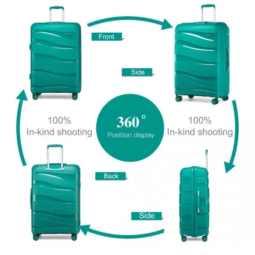 Kono 24 Inch Lightweight Polypropylene Hard Shell Suitcase with TSA Lock - Teal | Durable Travel Luggage