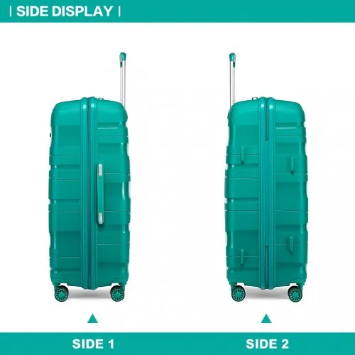 Kono 24 Inch Lightweight Polypropylene Hard Shell Suitcase with TSA Lock - Teal | Durable Travel Luggage