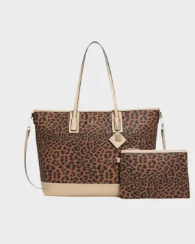 Leopard Print Tote Bag in Beige