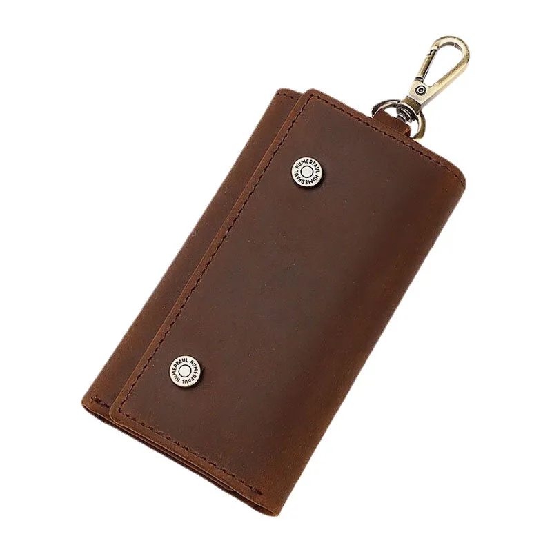 Men Genuine Leather Retro Easy Carry Brief Car Key Case Keychain Wallet Coin Purse