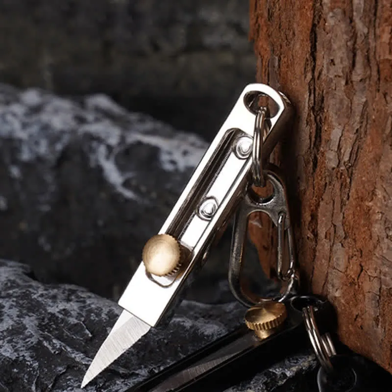 Mini Push-Pull Knife Utility Cutting Tool Keychain