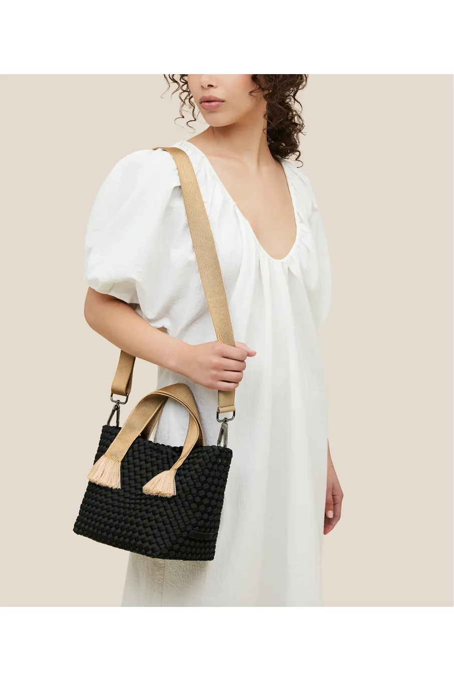 NAGHEDI Tulum Tote Small Woven Bag SN0194 | Umbra (Solid)