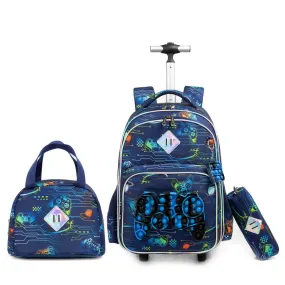 (NET) Cute Bluey Rolling Backpack With Lunch Bag Backpack With Wheels