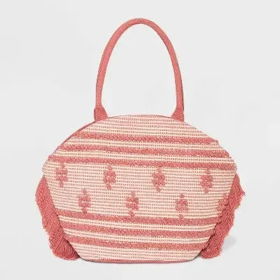 New - Straw Fringe Tote Handbag - Shade & Shore