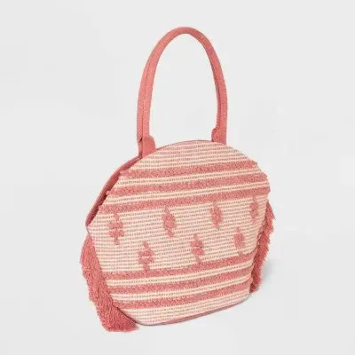 New - Straw Fringe Tote Handbag - Shade & Shore