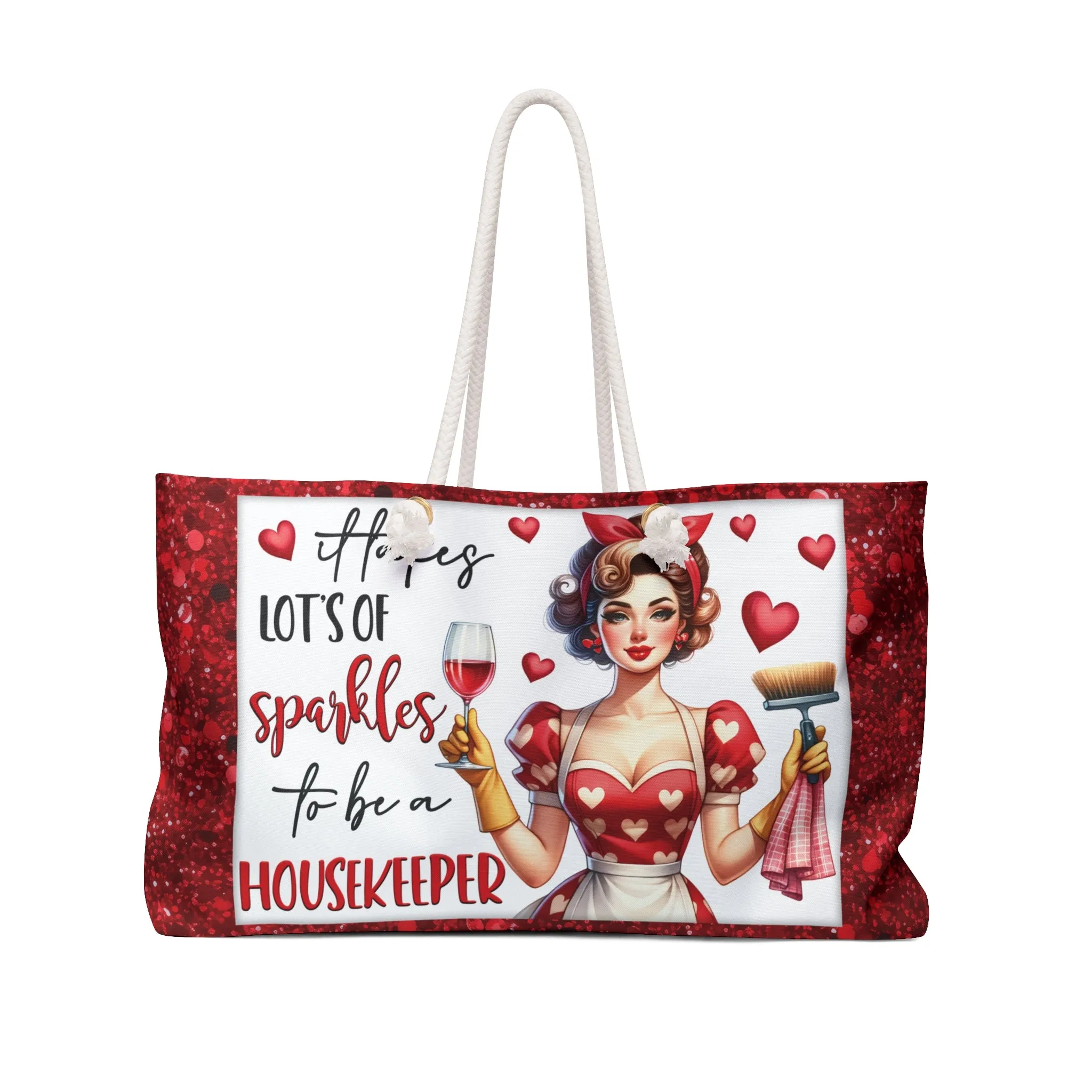 Personalised/Non-Personalised Weekender Bag, It Takes Lots of Sparkles to be a Housekeeper, Large Weekender Bag, Beach Bag, Book Bag