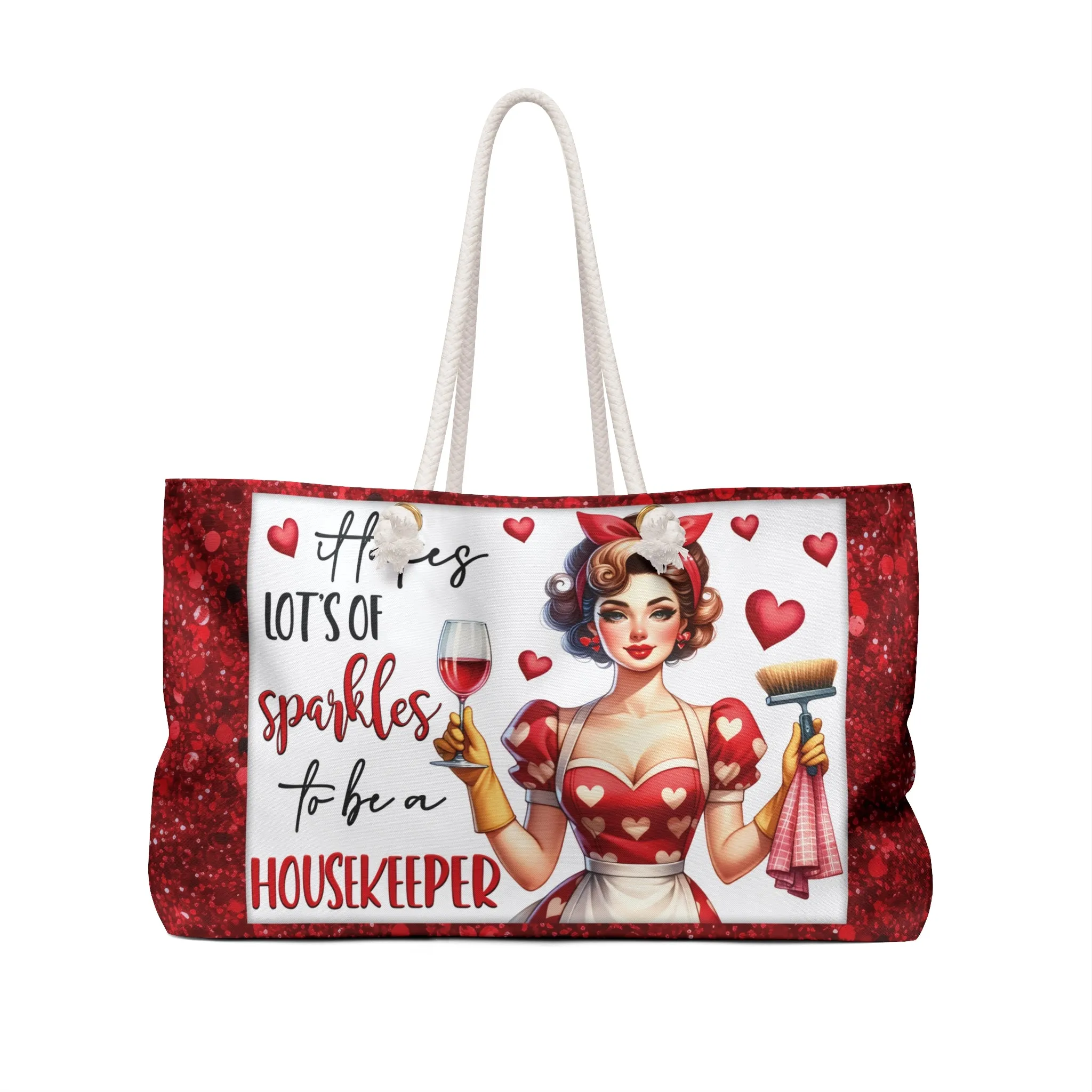 Personalised/Non-Personalised Weekender Bag, It Takes Lots of Sparkles to be a Housekeeper, Large Weekender Bag, Beach Bag, Book Bag