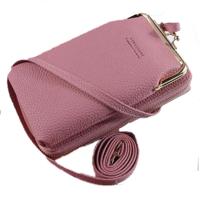 Portable MINI Women's Leather Crossbody Bag For Phon Coin Card