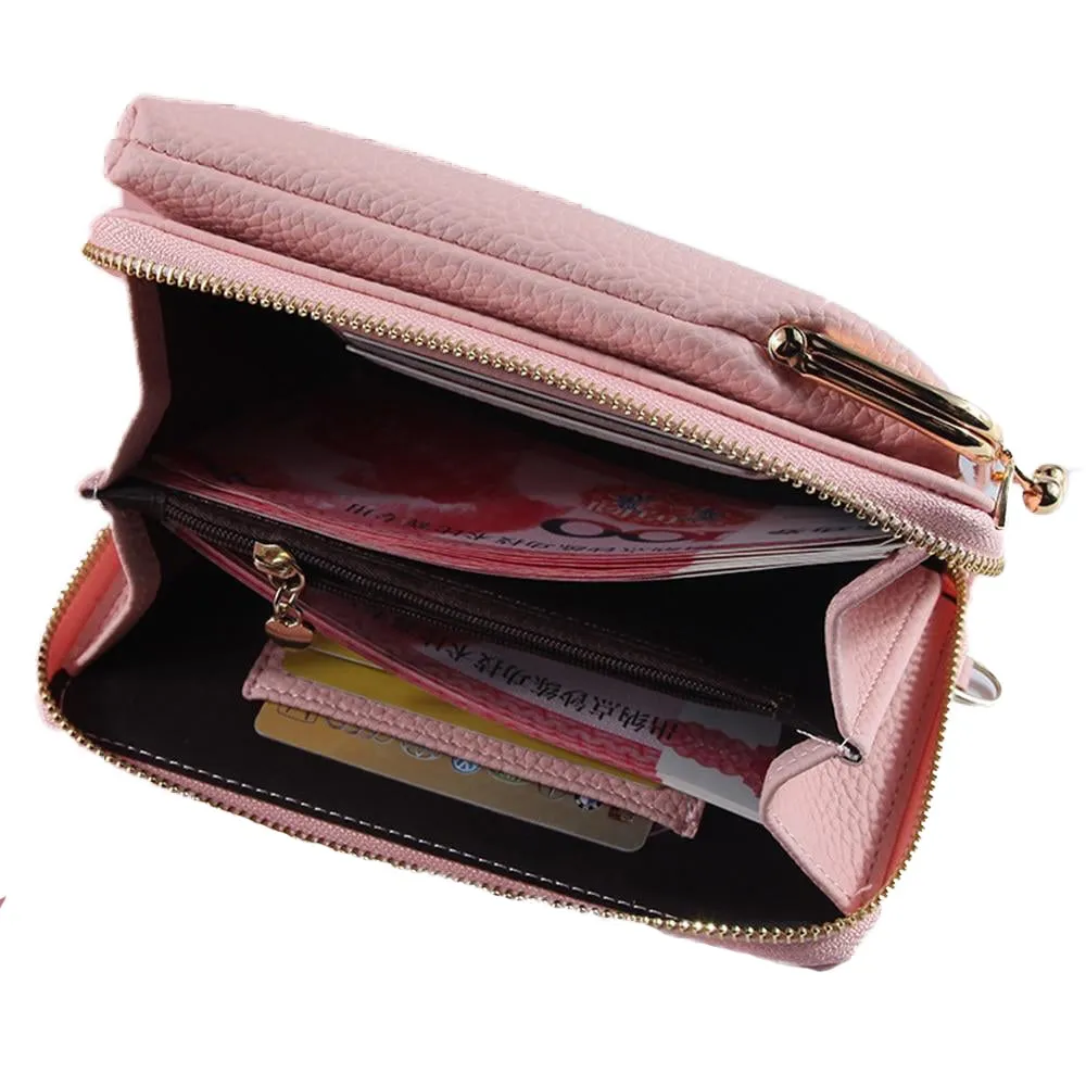 Portable MINI Women's Leather Crossbody Bag For Phon Coin Card