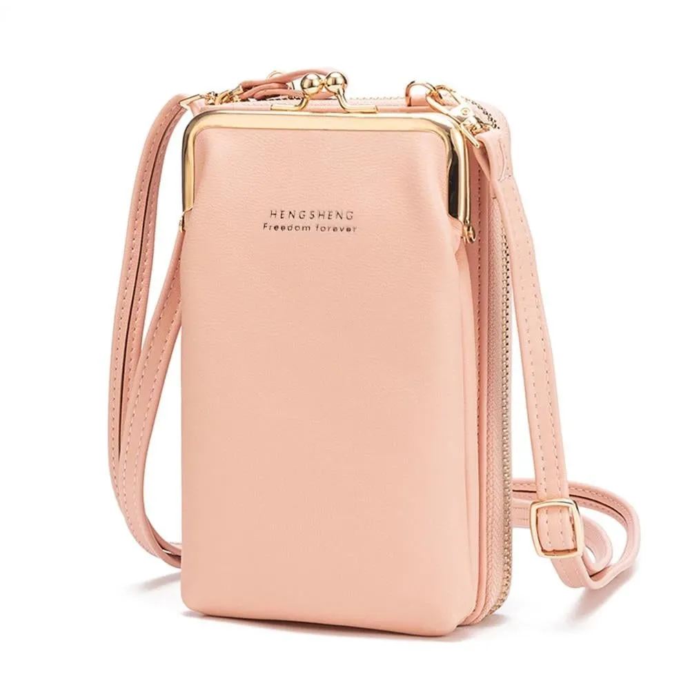 Portable MINI Women's Leather Crossbody Bag For Phon Coin Card