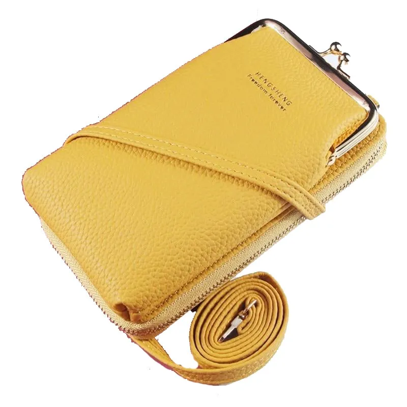 Portable MINI Women's Leather Crossbody Bag For Phon Coin Card